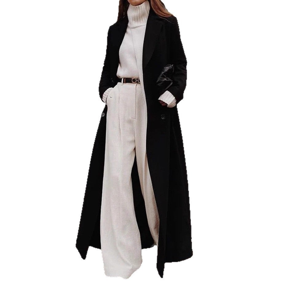 Cappotto lungo da donna a maniche lunghe con tasche