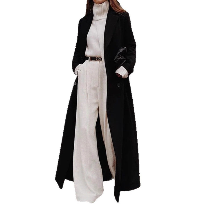 Cappotto lungo da donna a maniche lunghe con tasche