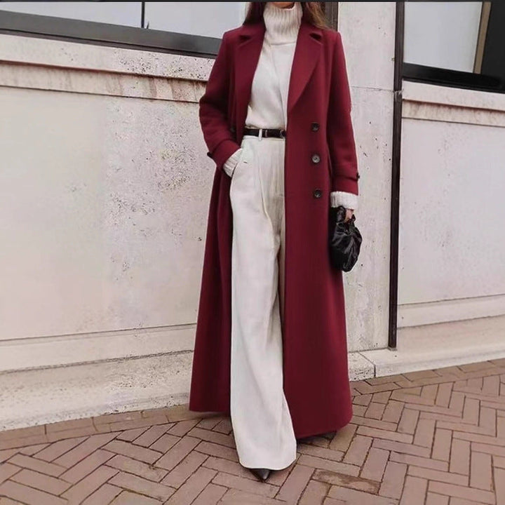 Cappotto lungo da donna a maniche lunghe con tasche