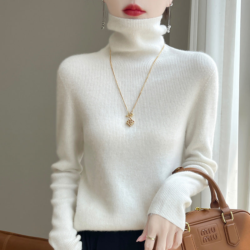 Jersey de cuello alto entallado para mujer