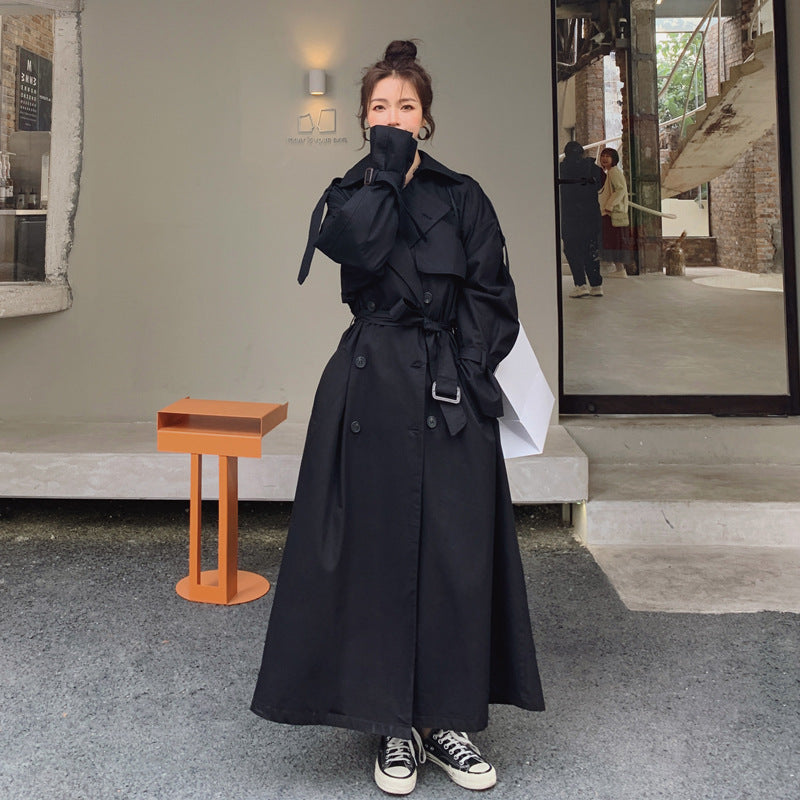 Damen Oversize-Trenchcoat mit doppelter Knopfleiste und Sturmklappe
