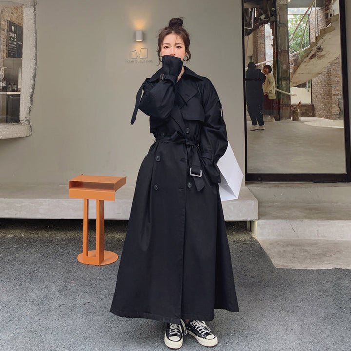 Damen Oversize-Trenchcoat mit doppelter Knopfleiste und Sturmklappe