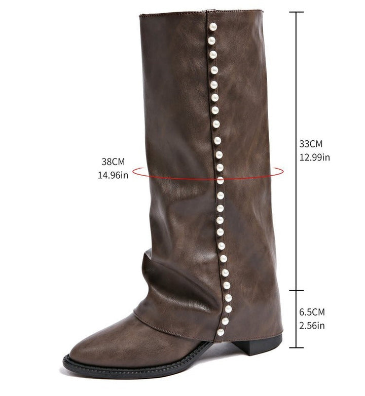 Bottes pour femme ornées de perles et dotées d’une semelle antidérapante