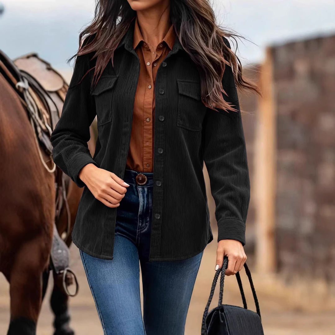 Damen Cordjacke mit praktischen Brusttaschen
