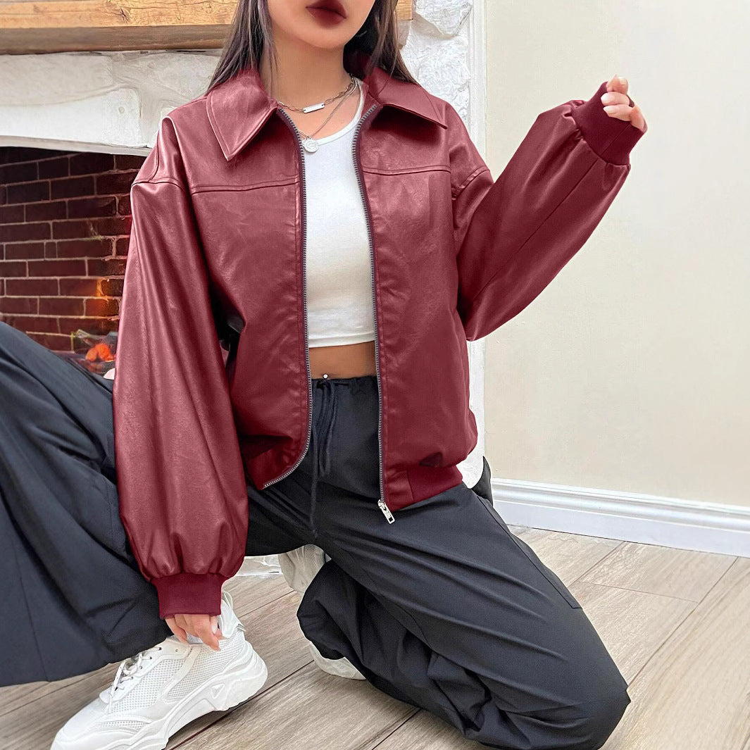 Giacca bomber da donna con colletto classico e cerniera integrale