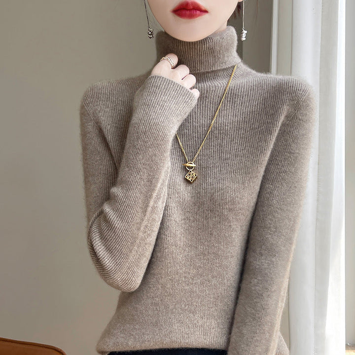 Jersey de cuello alto entallado para mujer