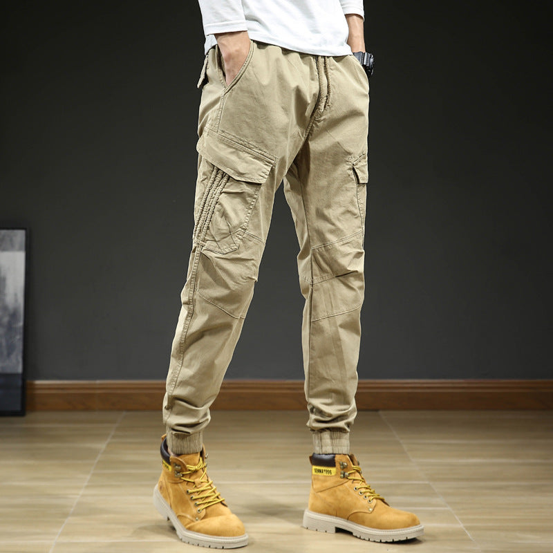 Pantaloni cargo da uomo con tasche e coulisse