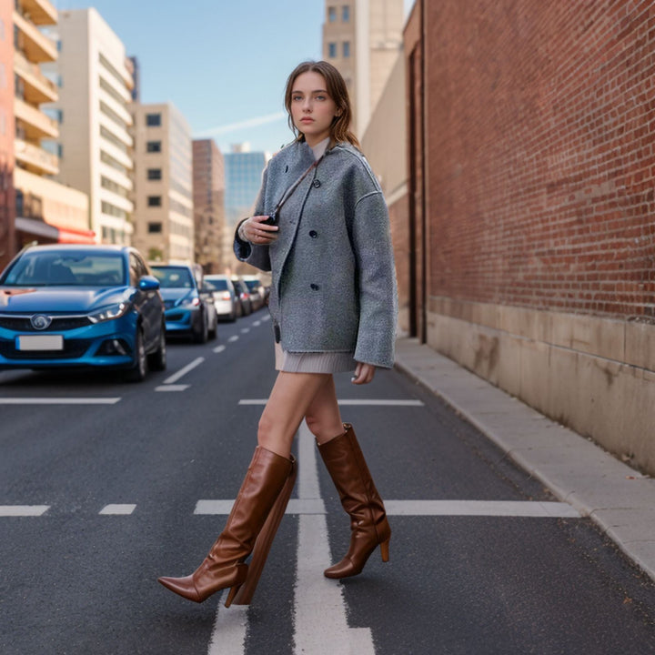 Damen Oversized Jacke mit Doppelreißverschluss und Taschen