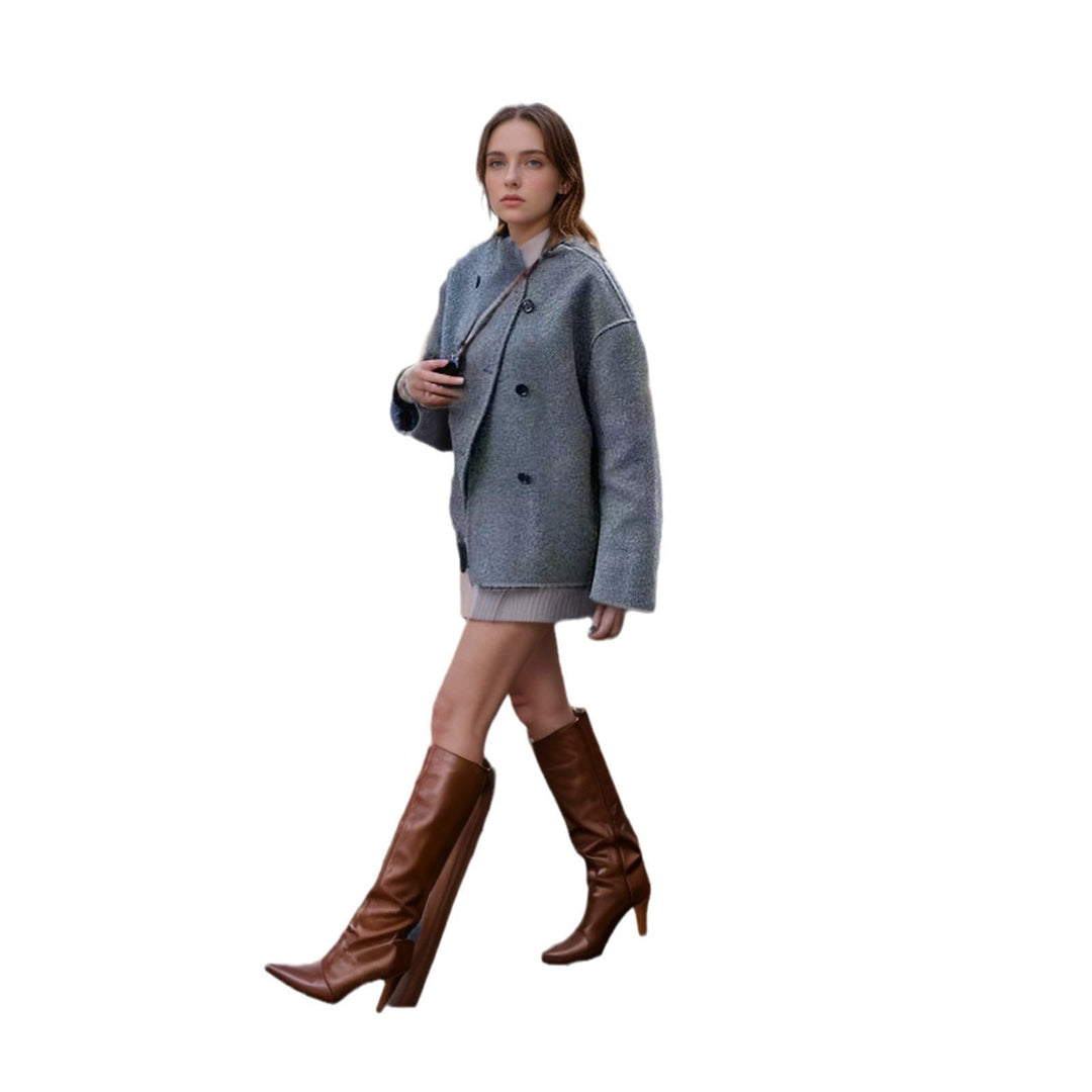 Damen Oversized Jacke mit Doppelreißverschluss und Taschen