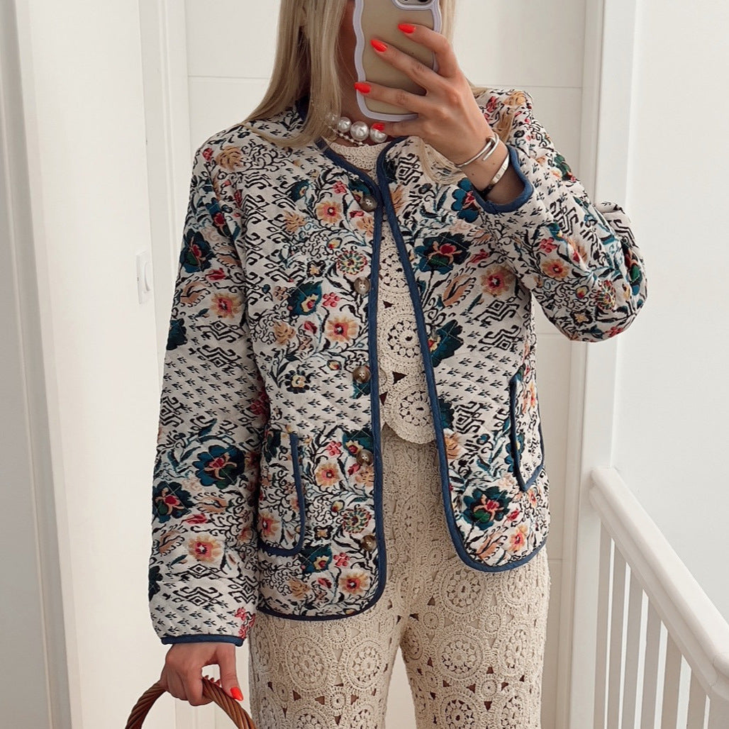 Giacca da donna a maniche lunghe con scollo rotondo e tasche