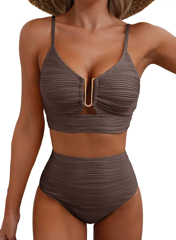 Siren | Hochtailliertes Bikini-Set mit Gold U-Link Detail
