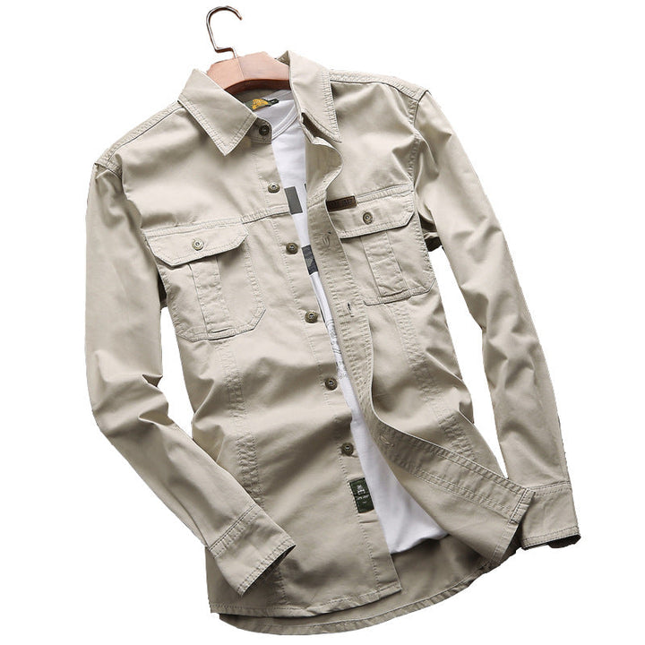 Herren Canvas-Overshirt mit Klappbrusttaschen und verstärkten Nähten