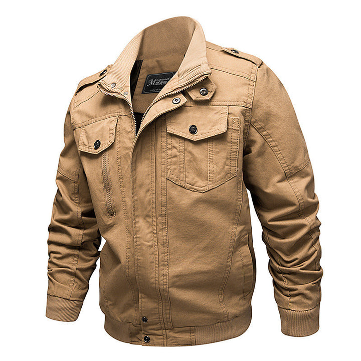 Ανδρικό ανθεκτικό field jacket από καμβά με όρθιο γιακά και πολυλειτουργικές τσέπες