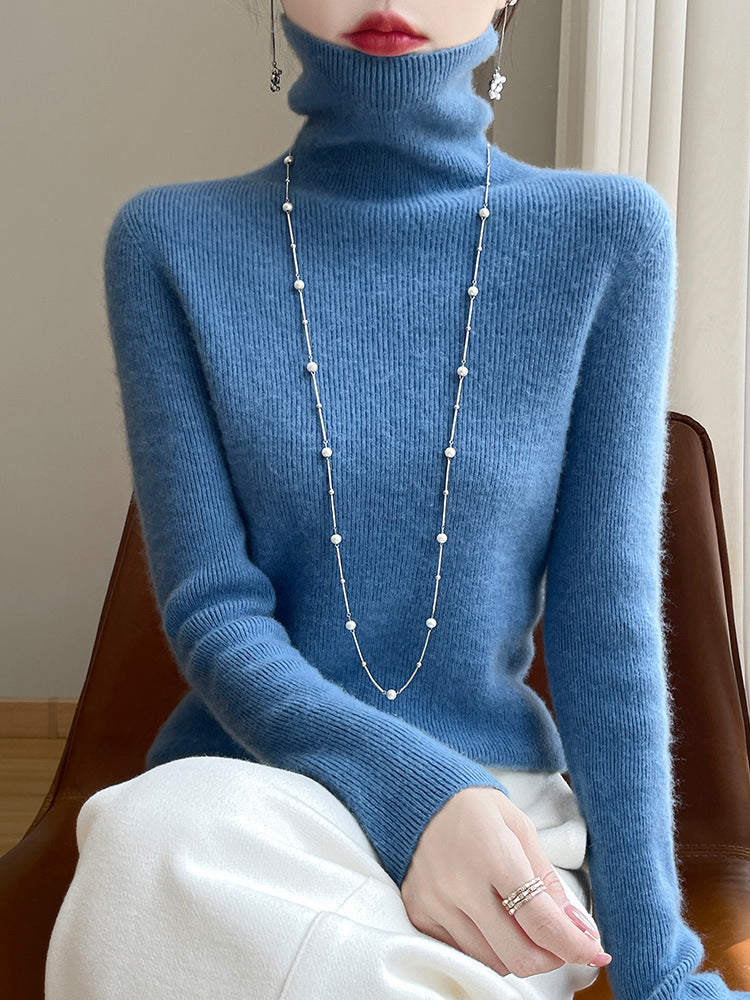 Jersey de cuello alto entallado para mujer