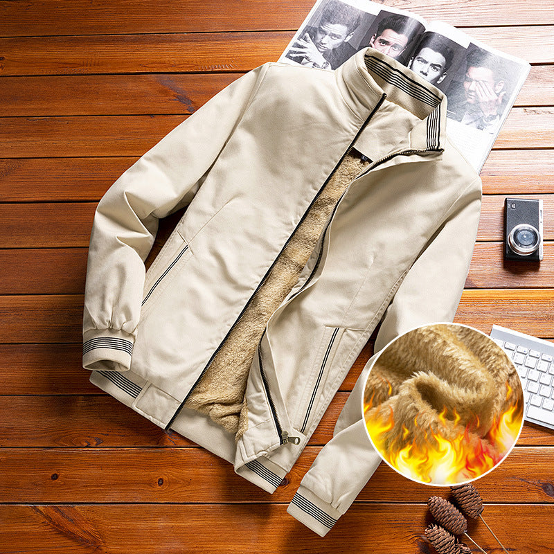 Men's padded bomber jacket with teddy lining and zippered pockets