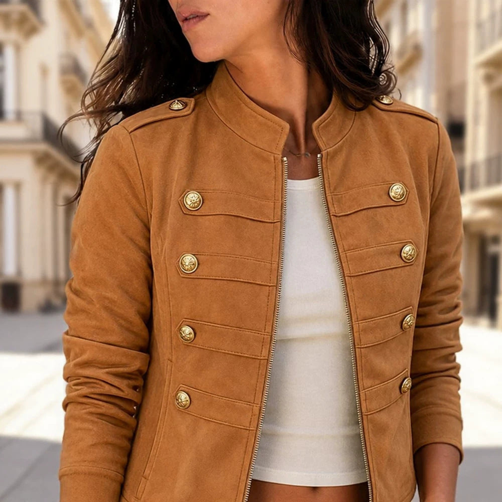 Damen Langarm-Jacke mit Knöpfen und Taschen