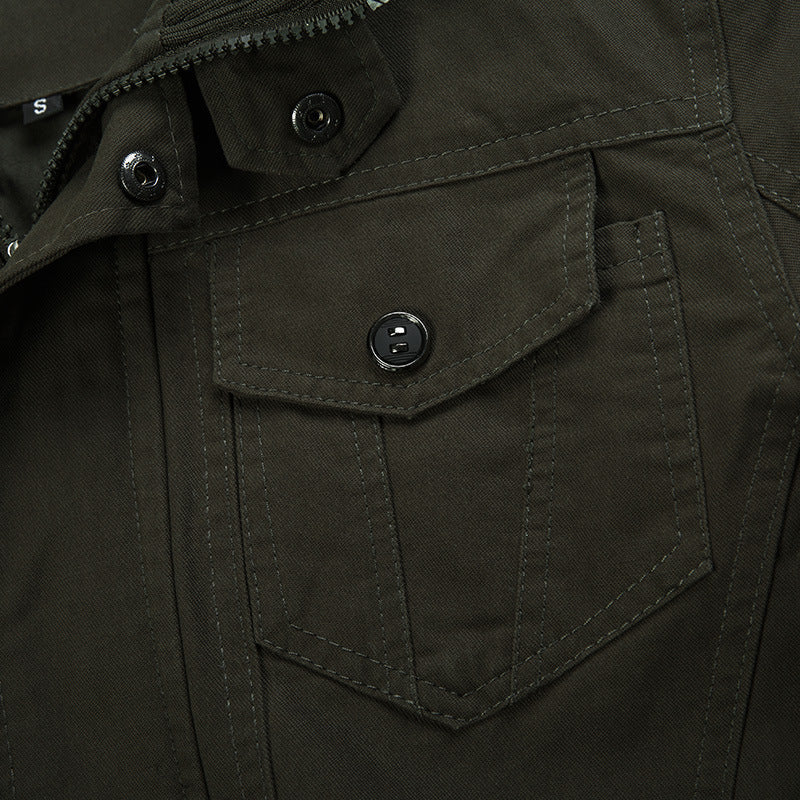 Ανδρικό ανθεκτικό field jacket από καμβά με όρθιο γιακά και πολυλειτουργικές τσέπες