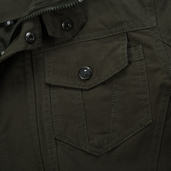 Ανδρικό ανθεκτικό field jacket από καμβά με όρθιο γιακά και πολυλειτουργικές τσέπες