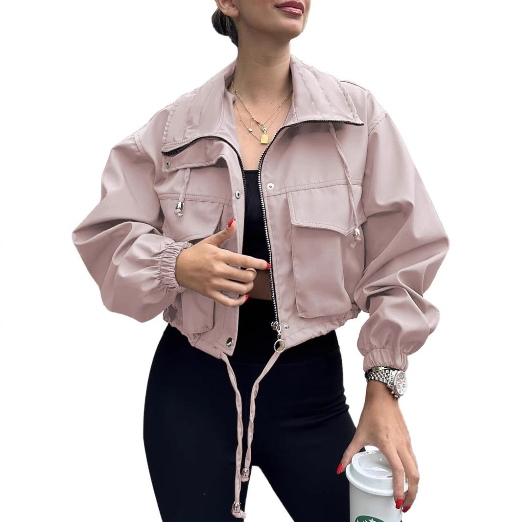 Damen Kurzjacke mit Kordelzug und elastischen Bündchen