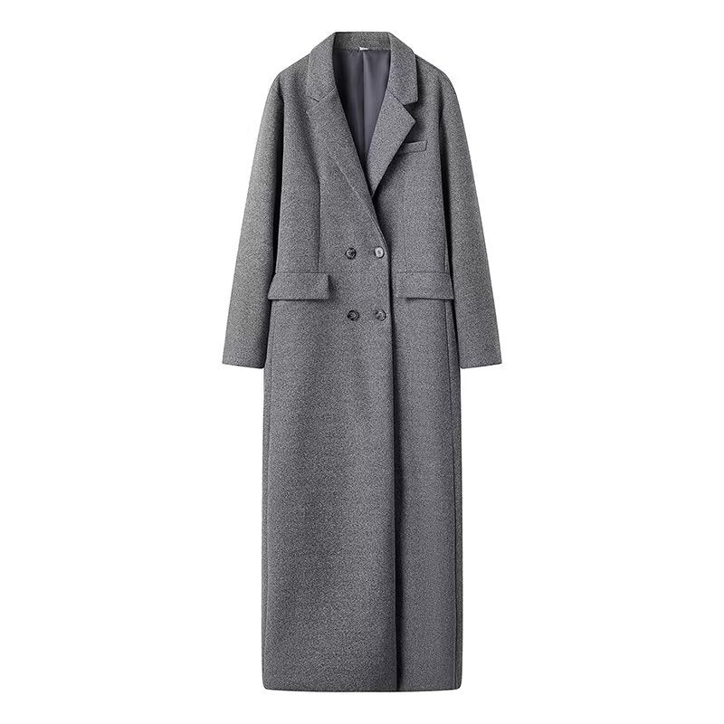 Manteau maxi oversize pour femme à manches longues avec poches
