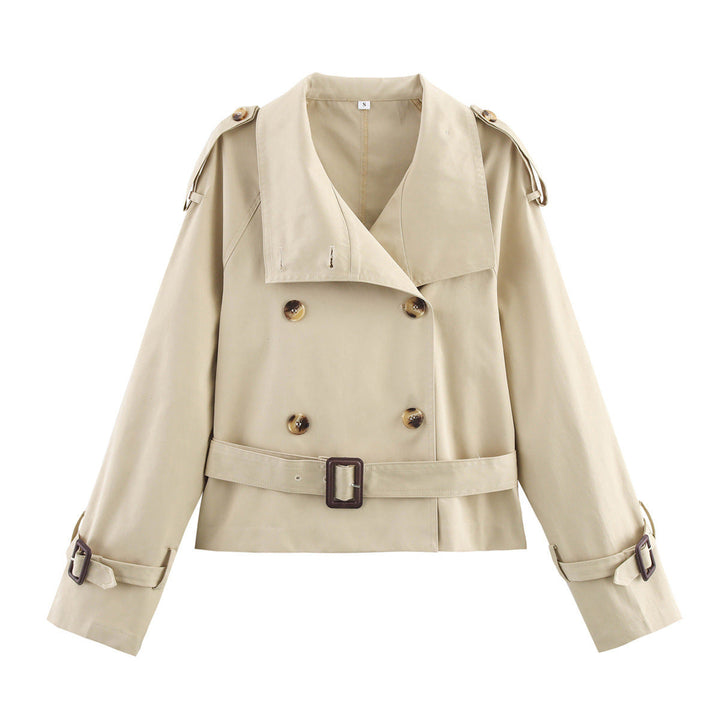 Chaqueta trench de mujer con cinturón y doble botonadura