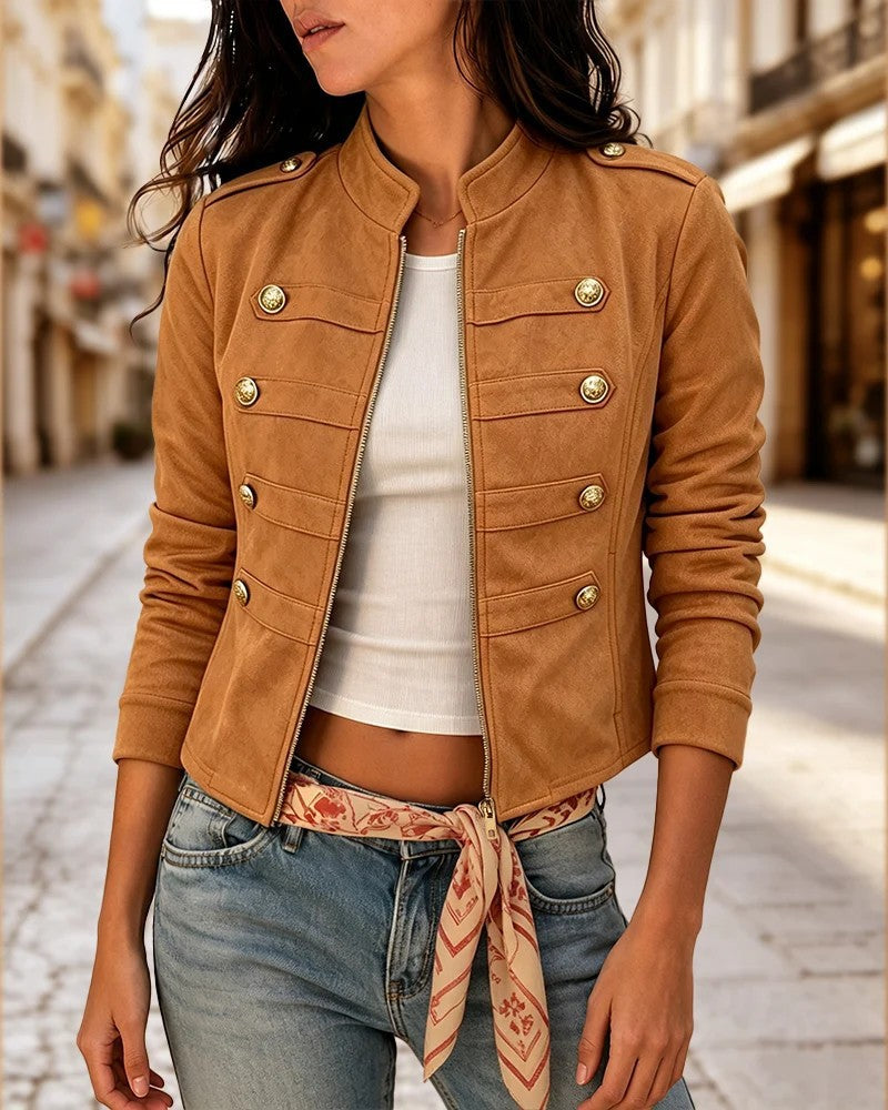 Damen Langarm-Jacke mit Knöpfen und Taschen