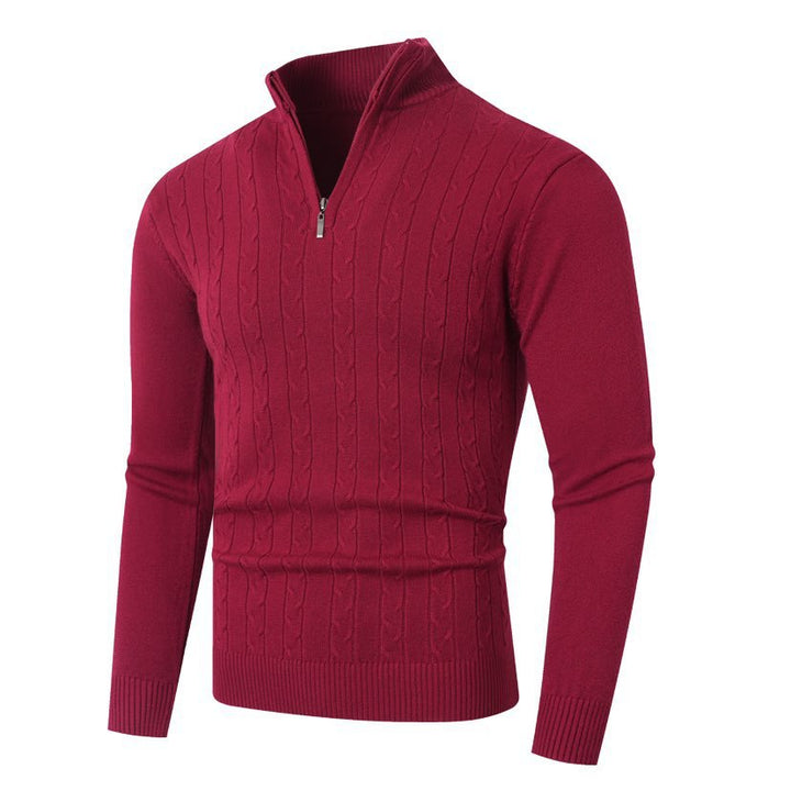 Maglione da uomo con motivo a trecce e collo alto