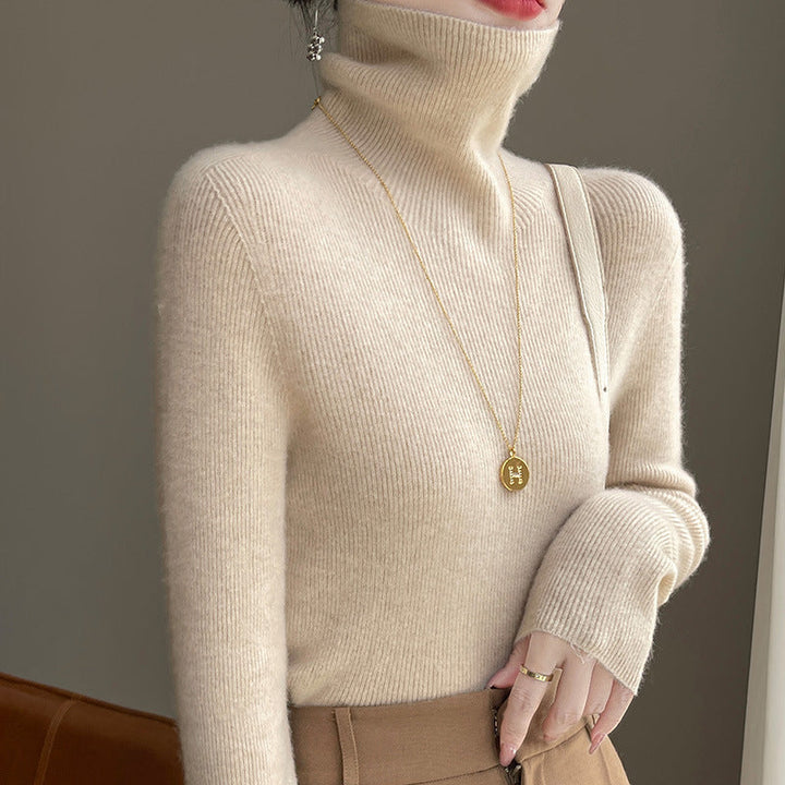 Jersey de cuello alto entallado para mujer