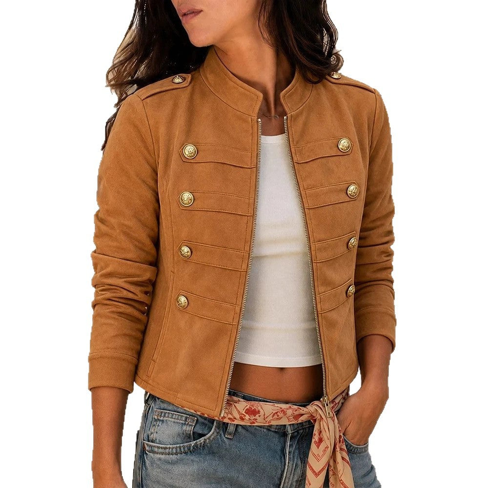 Damen Langarm-Jacke mit Knöpfen und Taschen
