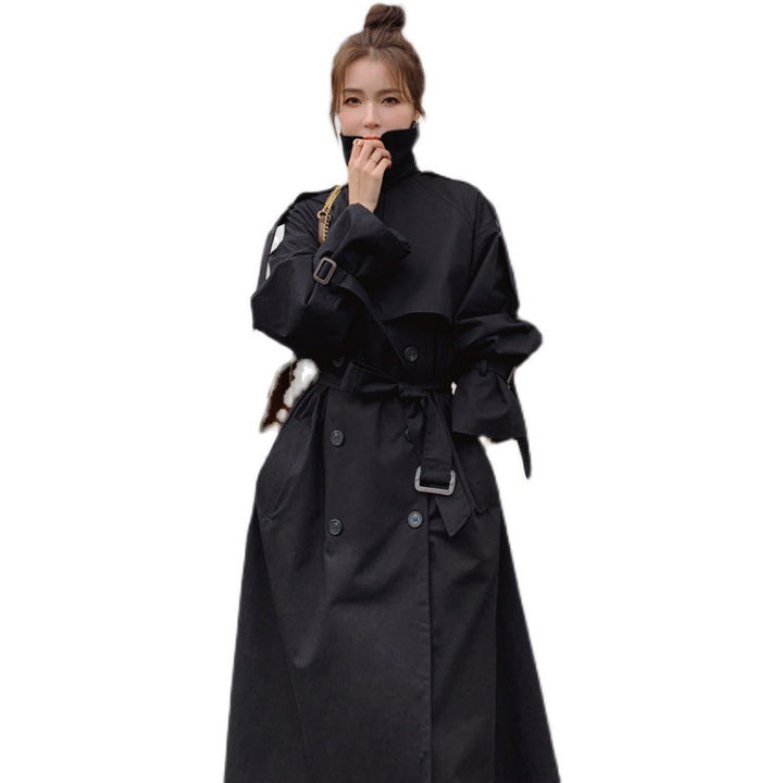 Damen Oversize-Trenchcoat mit doppelter Knopfleiste und Sturmklappe