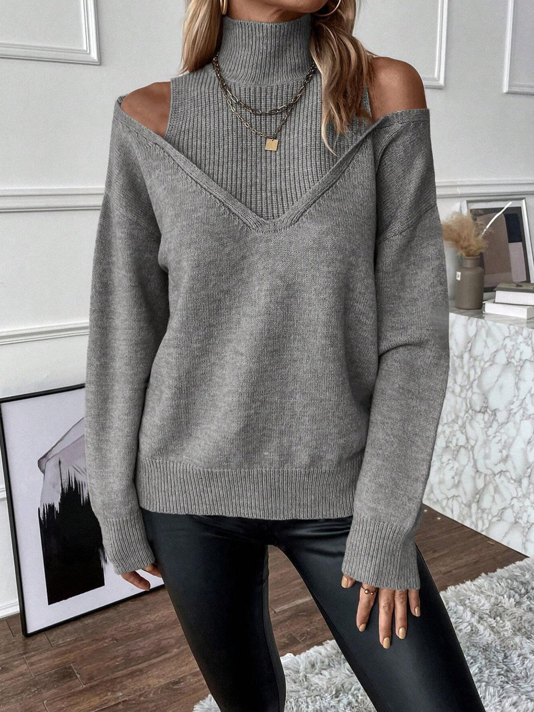 Damen Rollkragenpullover mit langen Ärmeln