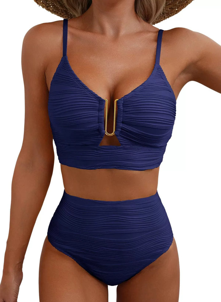 Siren | Hochtailliertes Bikini-Set mit Gold U-Link Detail