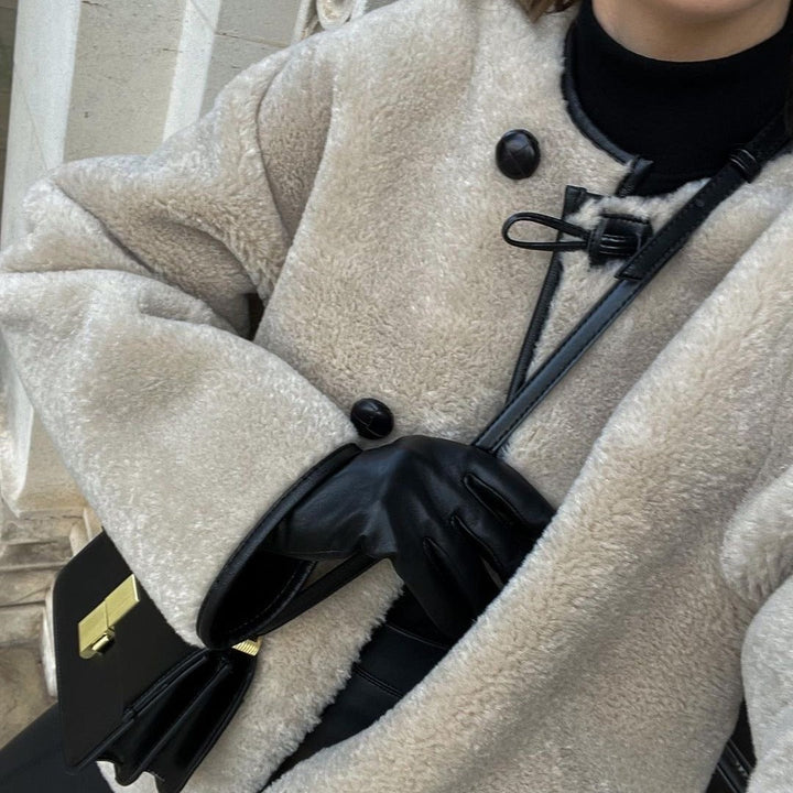 Damen Cropped Rundhalsjacke mit Taschen