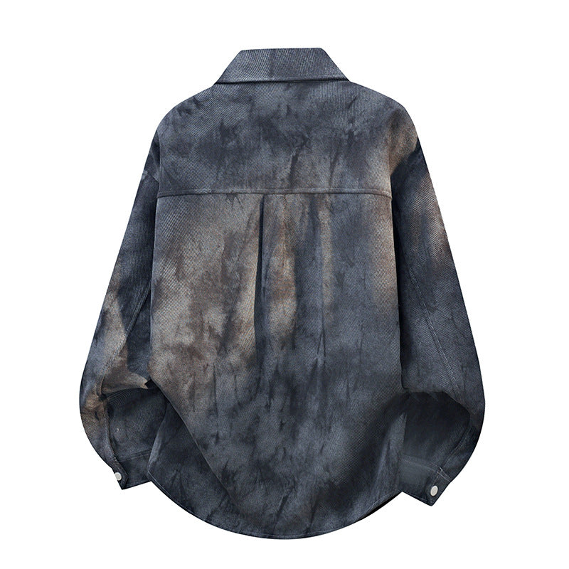 Sobrecamisa oversized de homem com efeito lavado a ácido e fecho de botões de pressão