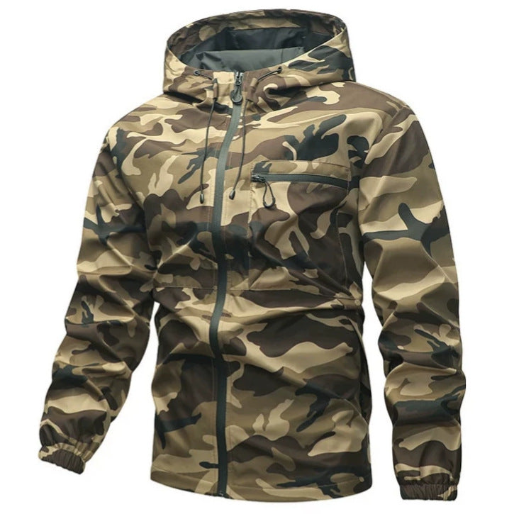 Herren Camouflage-Jacke mit Kapuze und Taschen