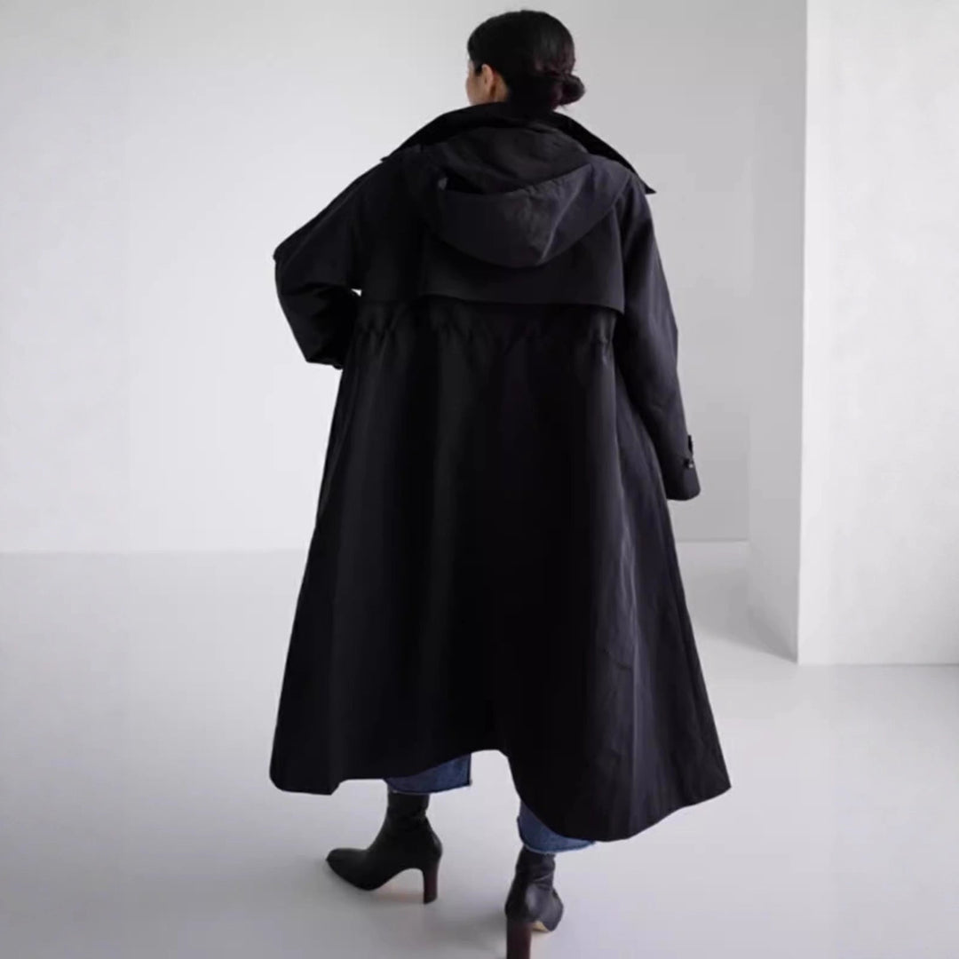 Impermeable oversize para mujer, repelente al agua, con capucha y corte en A