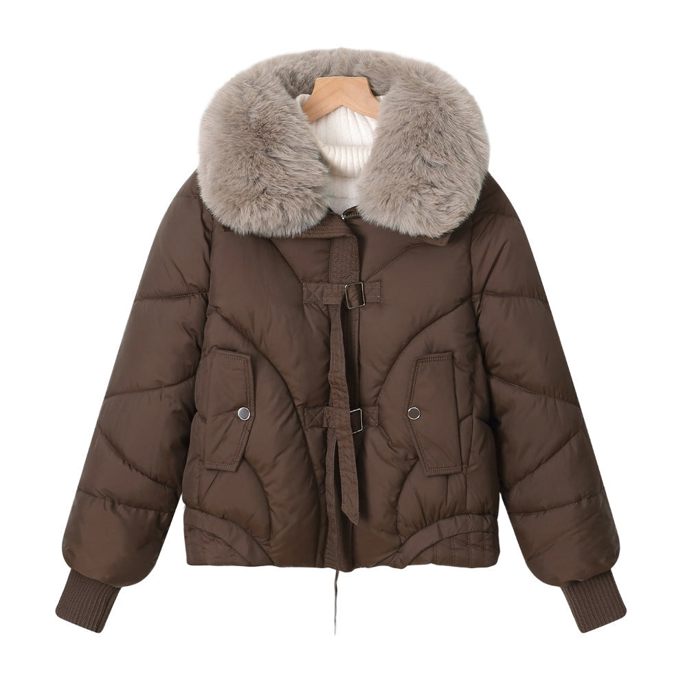 Damen kurzes Pilotblouson mit voluminösem Schalkragen und Kordelzugsaum