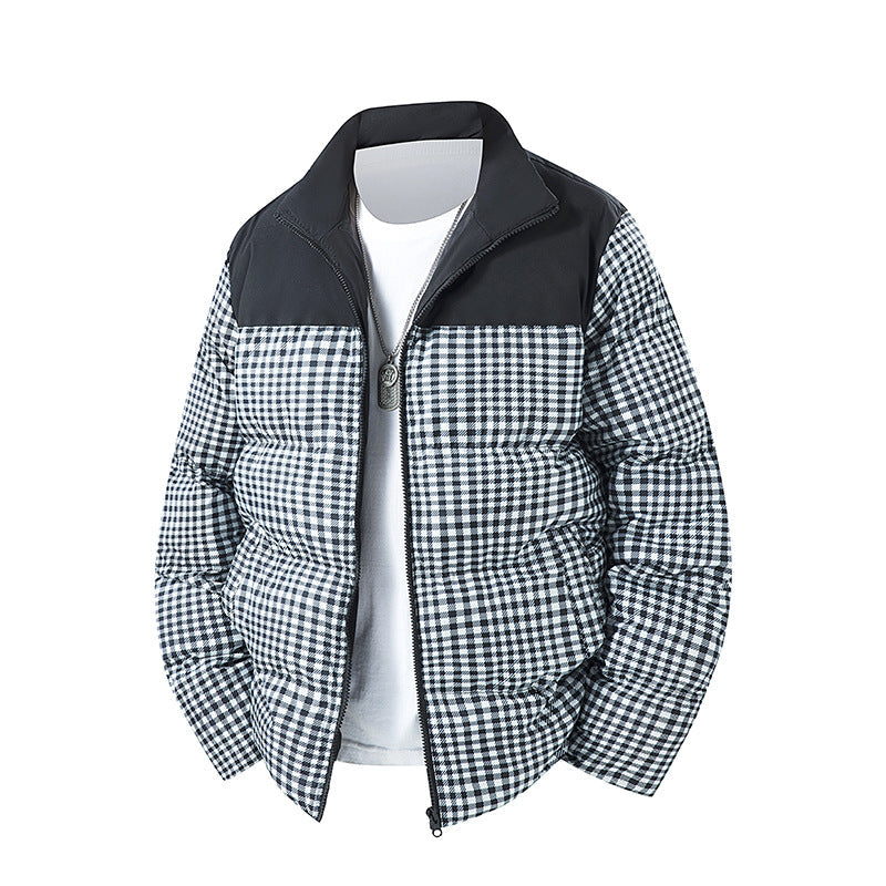 Herren Karierte Kurze Steppjacke mit Taschen