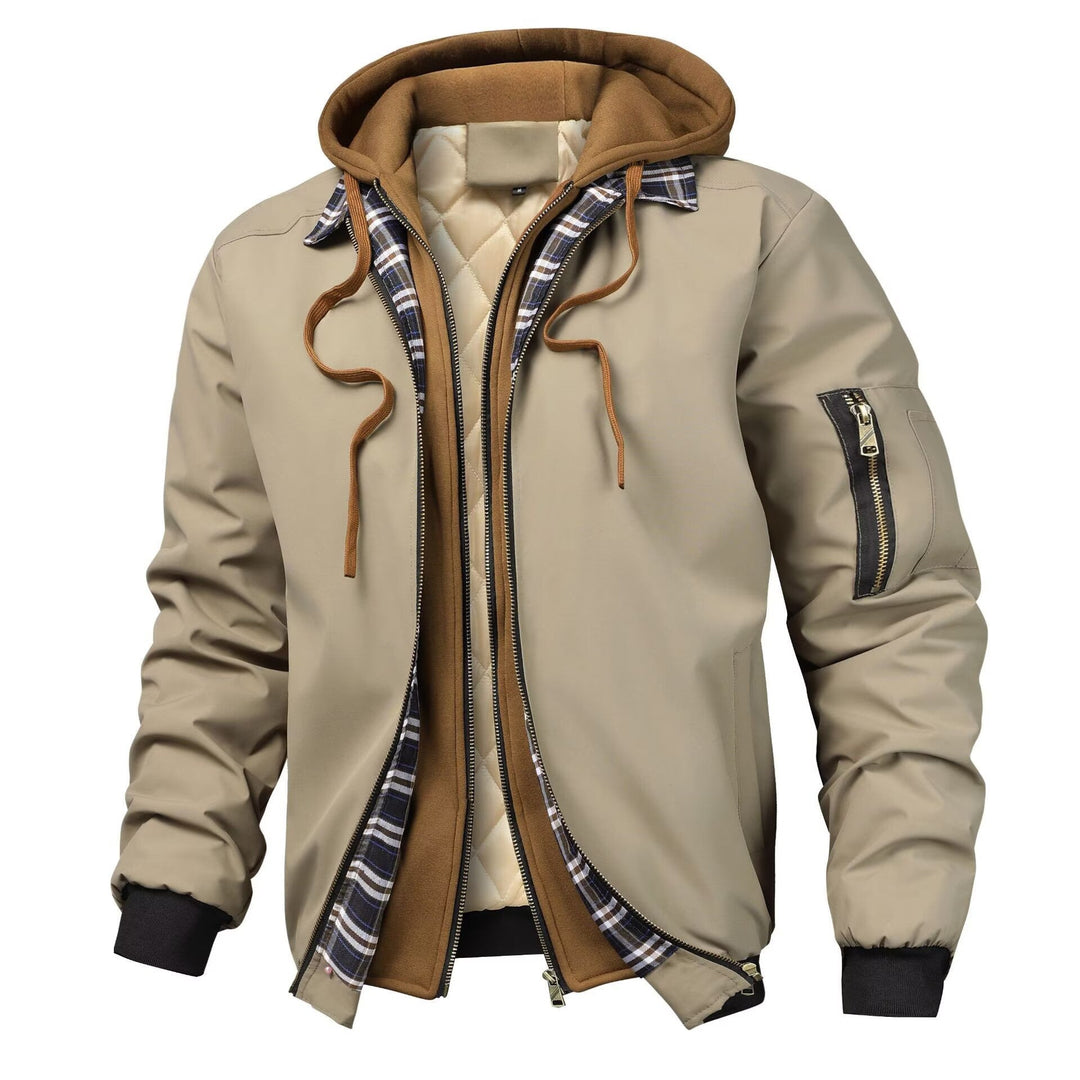 Herren Jacke mit Kapuze, Taschen und Tunnelzug