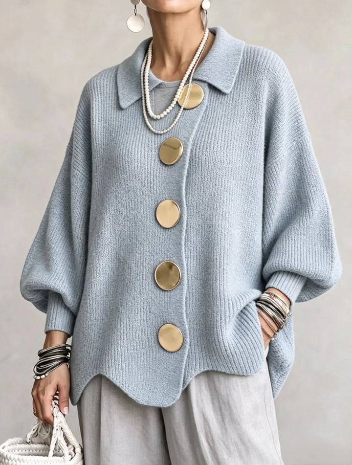 Damen Langarm-Strickjacke mit Knöpfen