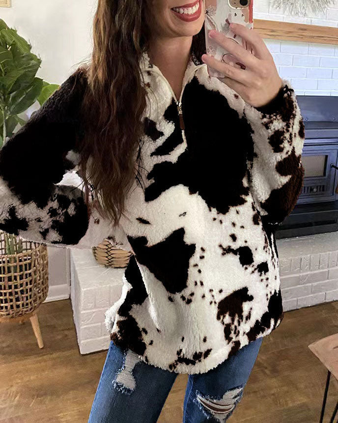 Damen Pullover mit Reißverschluss und langen Ärmeln