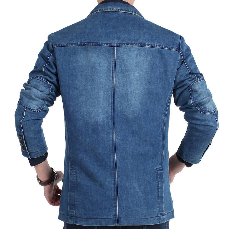Herren Jeansblazer mit Used-Effekt, schmaler Schnitt und Taschen