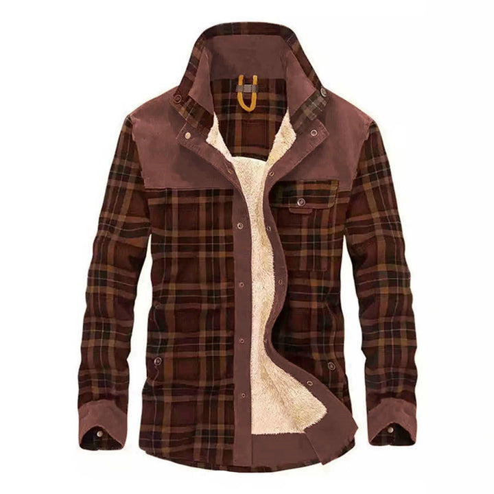 Giacca-camicia da uomo a quadri con bottoni e tasche