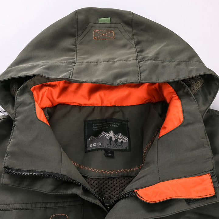 Herren wasserfester und winddichter Outdoorparka mit abnehmbarer Kapuze
