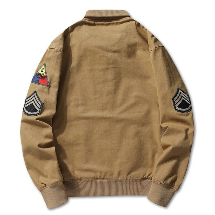 Giacca bomber da uomo in stile militare con patch e cerniera nascosta