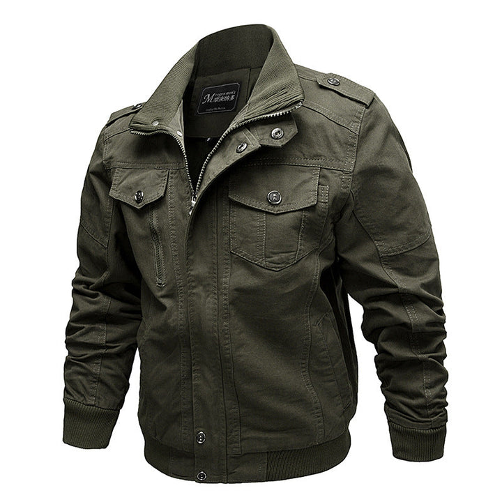 Ανδρικό ανθεκτικό field jacket από καμβά με όρθιο γιακά και πολυλειτουργικές τσέπες