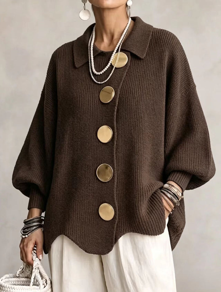 Damen Langarm-Strickjacke mit Knöpfen