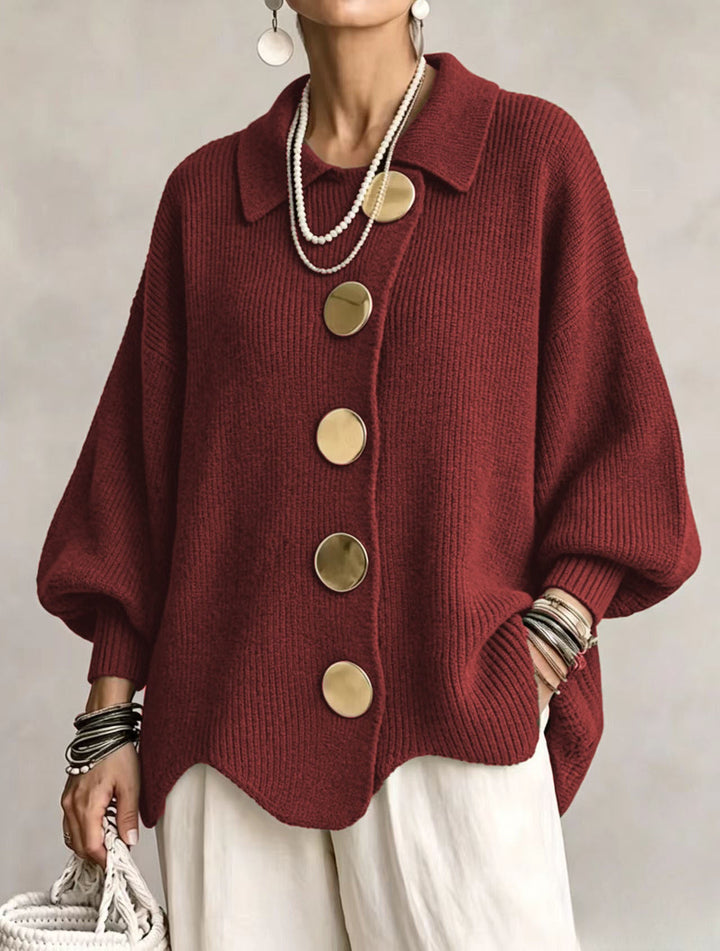 Damen Langarm-Strickjacke mit Knöpfen