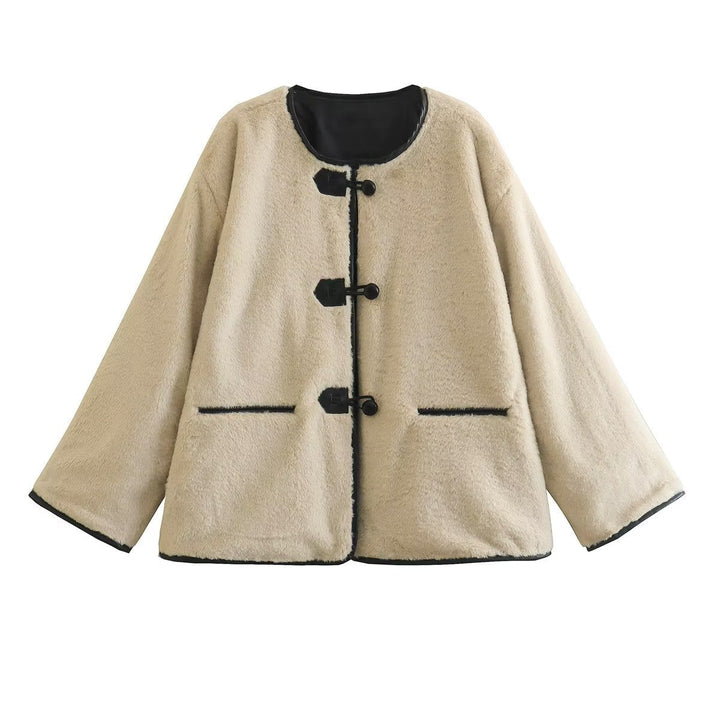 Damen Cropped Rundhalsjacke mit Taschen
