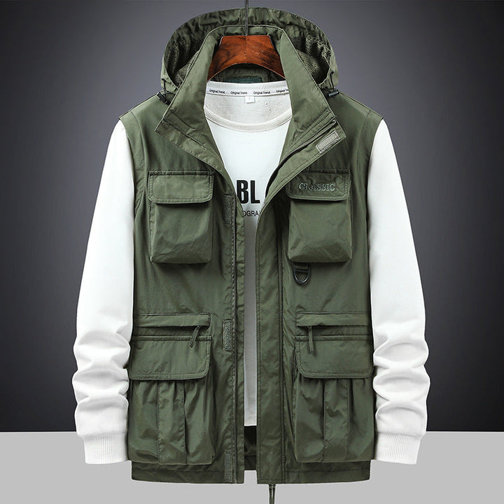 Herren multifunktionale Fieldjacke mit Kapuze und Taschen